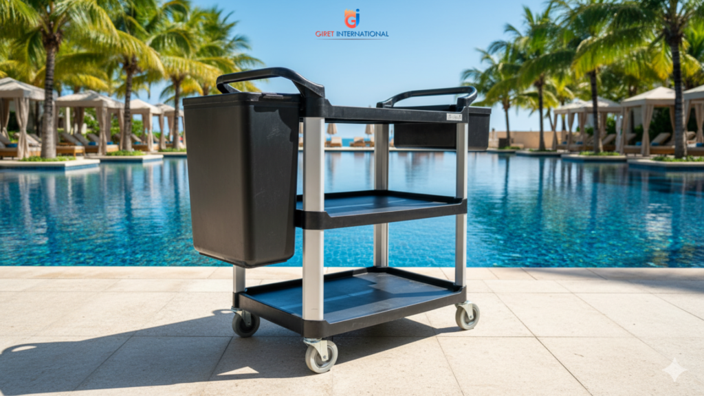 service trolley fiber 3 tier abs aluminium cart