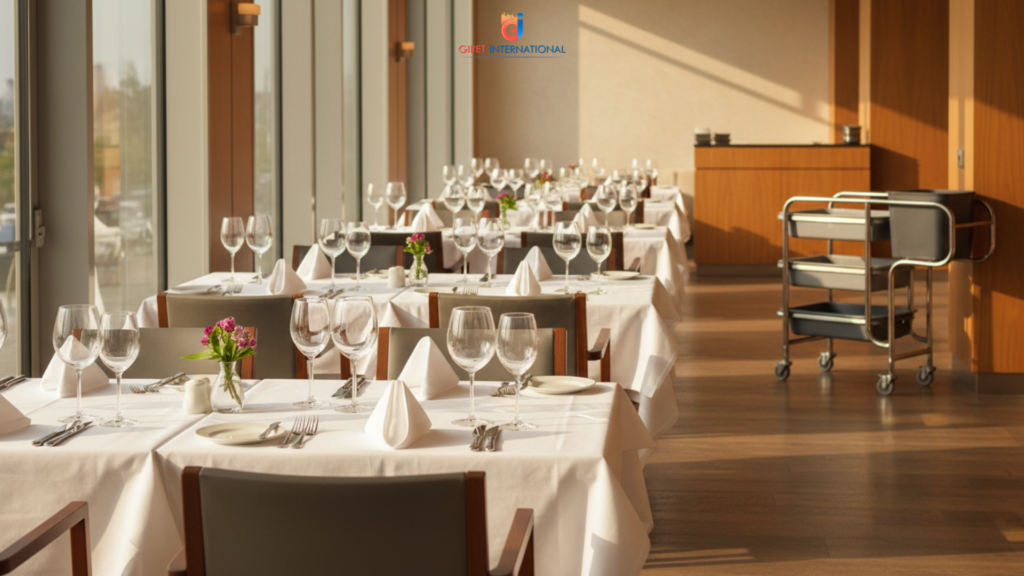 Restaurant Collection Trolley with bins used in restaurant service area