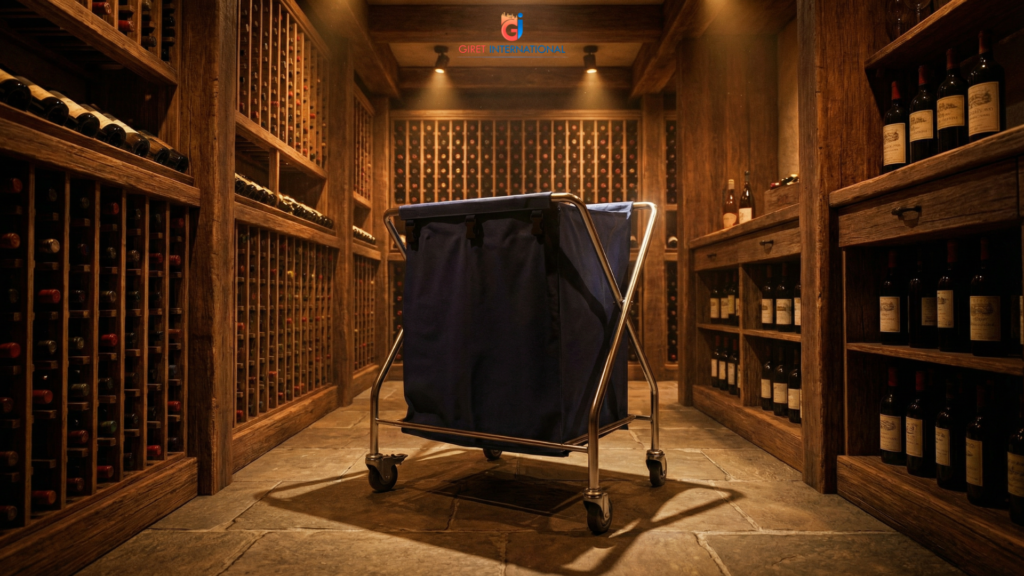 Soiled Linen Trolley SS201 frame with smooth castor wheels