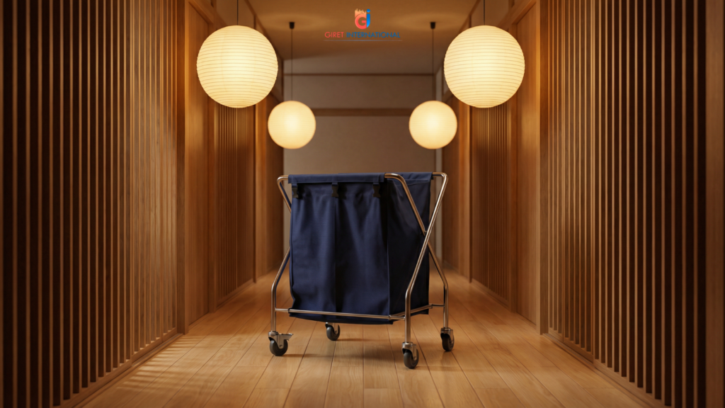 Soiled Linen Trolley X-frame design space saving cart