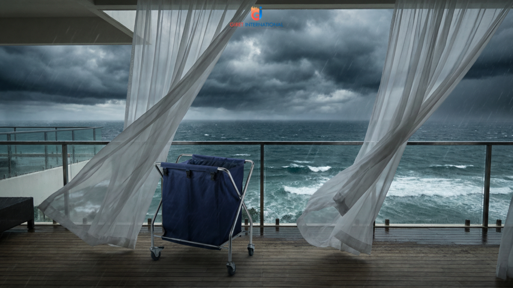 Soiled Linen Trolley wheeled laundry cart for hotels