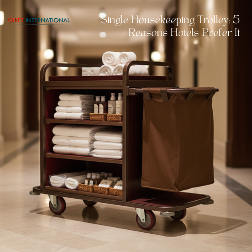 Hotel housekeeping trolley single with durable metal construction