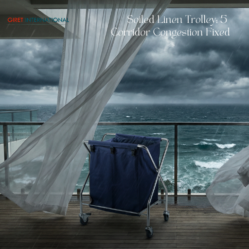 Soiled Linen Trolley smooth rolling hotel laundry trolley
