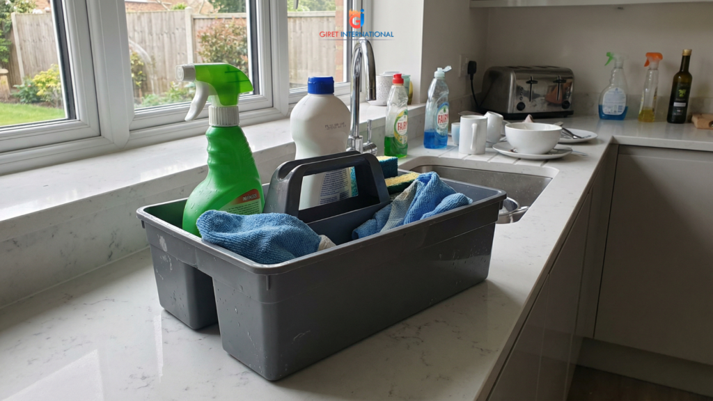 Caddy Basket Grey by Giret International for housekeeping utility use