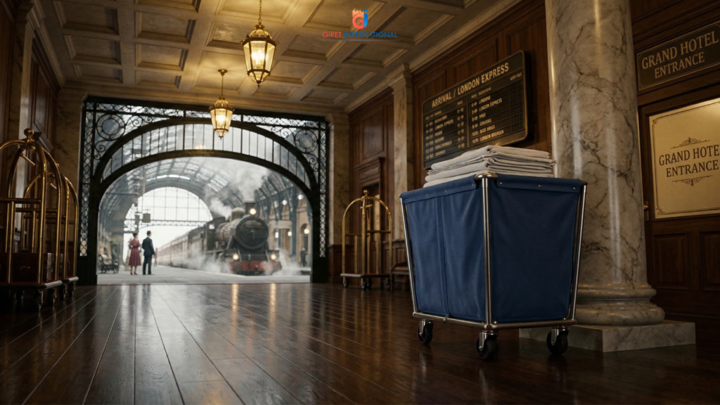 Heavy Duty Linen Trolley large blue bag linen transport unit