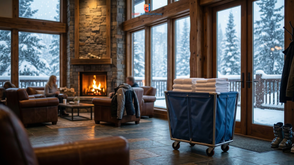 Heavy Duty Linen Trolley laundry handling cart for hotels