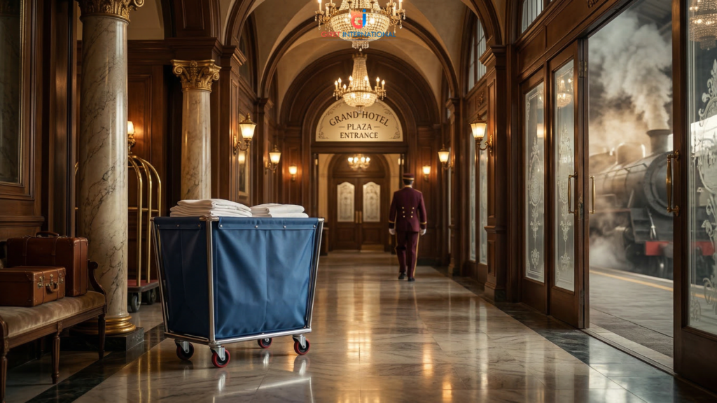 Heavy Duty Linen Trolley professional hotel housekeeping trolley