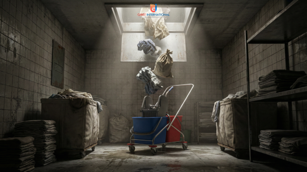 Hotel Wringer Trolley janitor cart with double bucket system