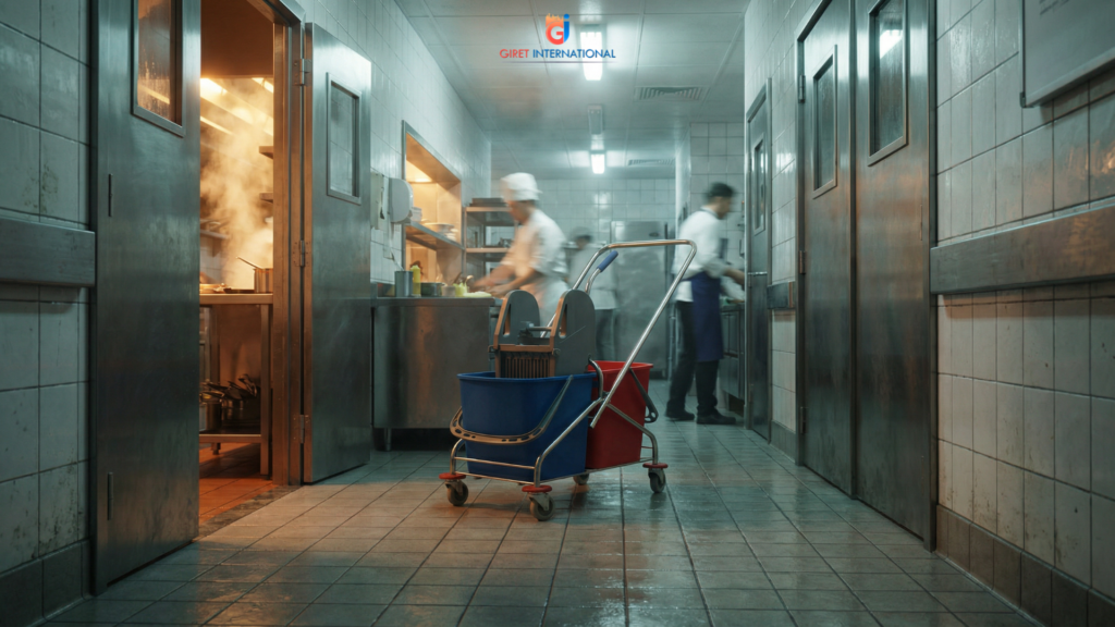 Hotel Wringer Trolley double bucket floor cleaning solution