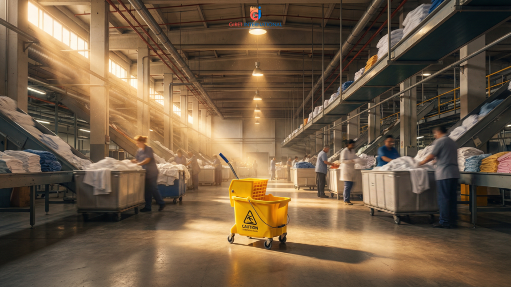 Wringer trolley for hotel floor cleaning with single bucket