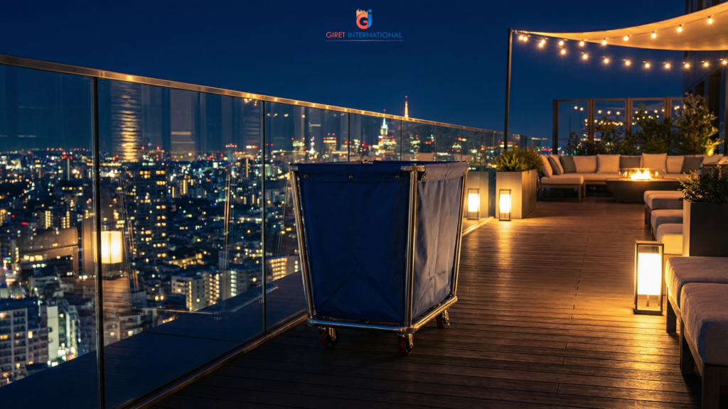 Heavy Duty Linen Trolley stainless frame linen collection cart