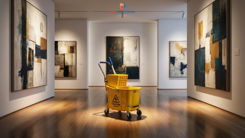 Wringer trolley for hotel corridor and lobby cleaning