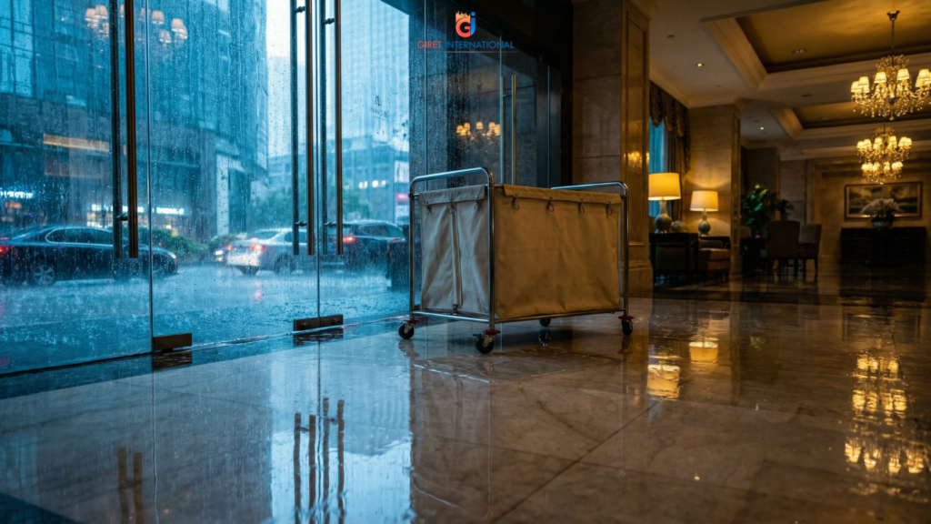 Soiled Linen Trolley Quadrate luxury hotel corridor