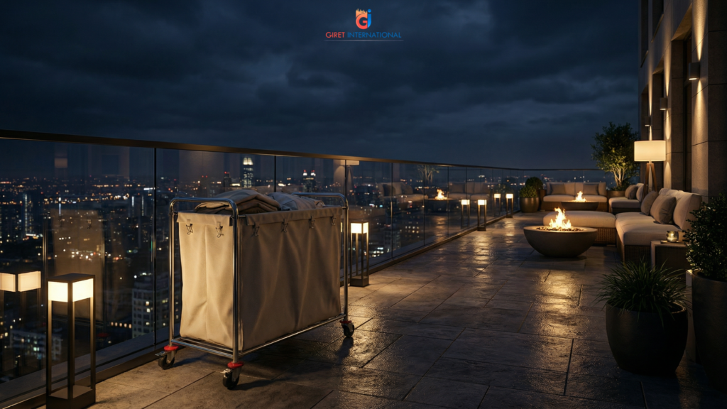 Soiled Linen Trolley Quadrate hotel corridor movement