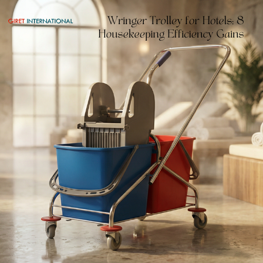 Wringer Trolley double bucket cleaning system with wheels