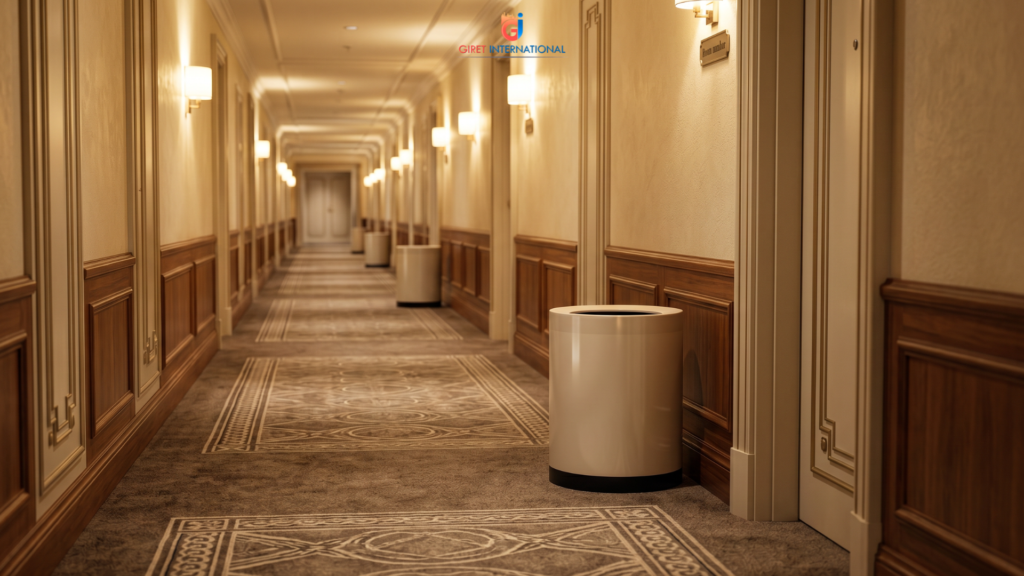 Luxury dustbin for hotels designed for housekeeping efficiency and cleanliness