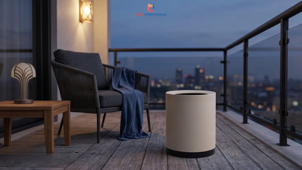 Compact dustbin for hotels with space-saving design and odor protection