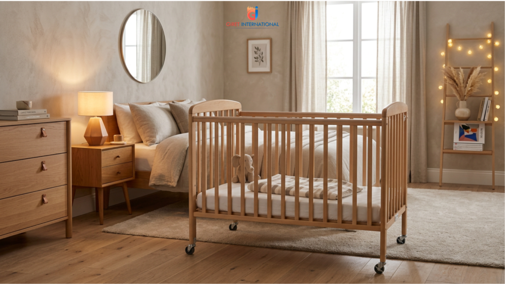 Safe baby cot for hotels with durable hospitality construction