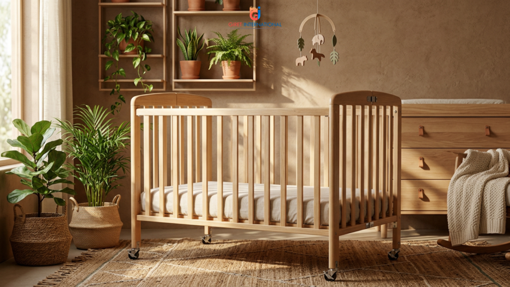 Foldable baby cot for hotels designed for guest room comfort