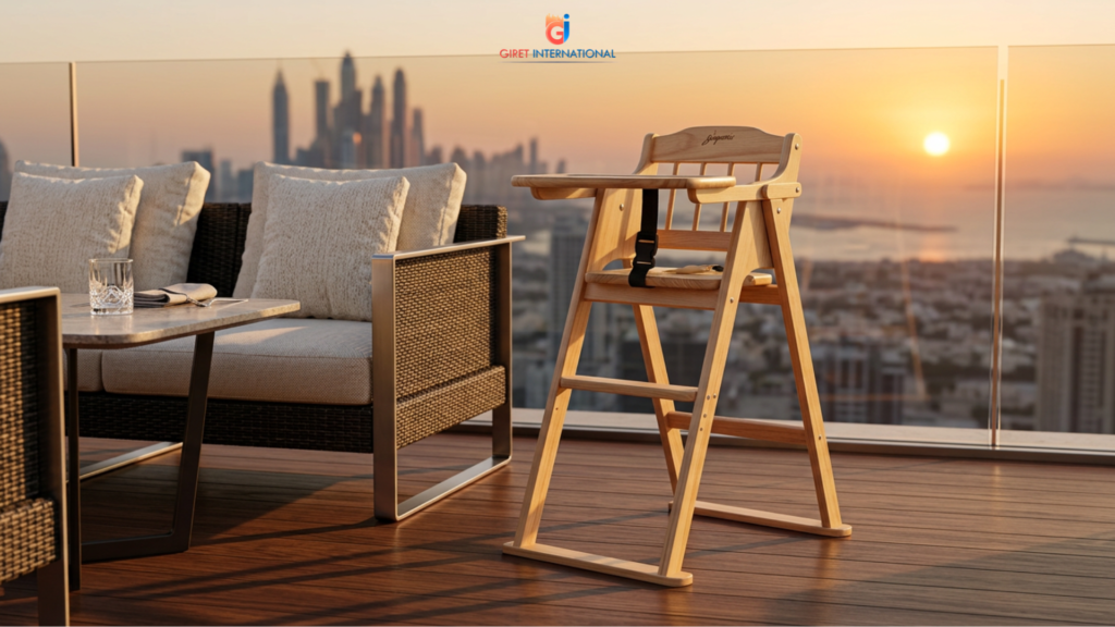 Portable baby chair for hotels with elegant hospitality styling