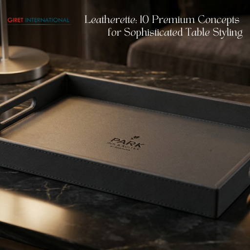 Leatherette tabletop accessories for sophisticated hospitality decoration
