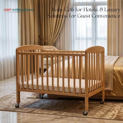 Premium wooden baby cot by Giret with safe baby design