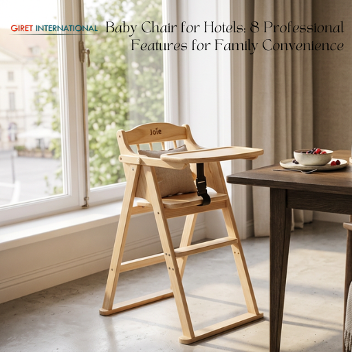 Compact baby chair for hotels with sophisticated hospitality look